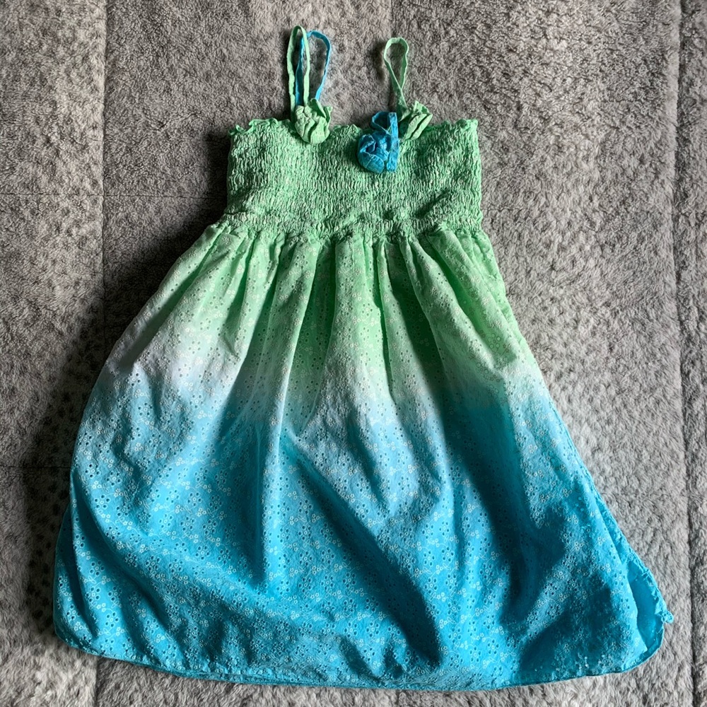 ‼️SOLD‼️Bright coloured eyelet sundress.